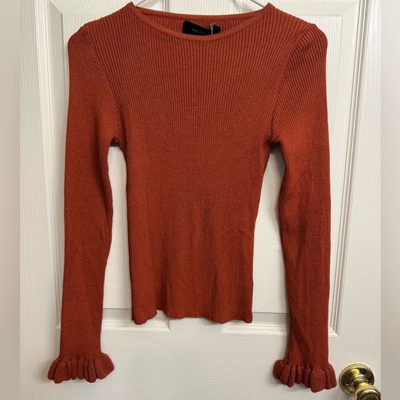 Maria Filó Sweaters - Maria Filó Burnt Orange Thin Knit Sweater with Ruffle Cuffs | NWT | Size M
